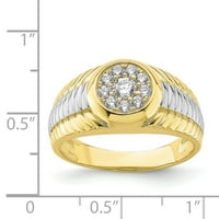 Primalno zlato karatno žuto zlato s bijelim rodijevim kubičnim muškim prstenom cirkonijem
