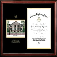 Koledž U Charlestonu 20 16 okvir za diplomu sa zlatnim utiskivanjem i litografijom slika kampusa