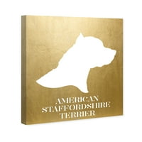 Wynwood Studio životinje zidne umjetničke platnene ispise 'American Staffordshire terijer invertirana' Psi i štenad - zlato, bijelo