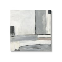 Stupell Sažetak sivi geometrijski oblici apstraktna slikarska galerija zamotana platna za tisak zidne umjetnosti