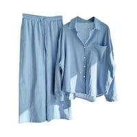Ženske hlače lanene hlače Ženske Retro Plus size odijelo od pamuka i košulje hlače visokog struka odijelo top hlače dugih rukava