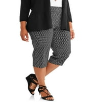Ženska plus veličina ravna noga rastezanje tkanih Capri hlača