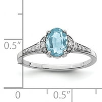 Prsten od srebra s dijamantom i svijetloplavim švicarskim topazom