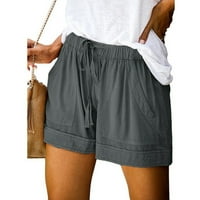 Hlače Kratke hlače s pojasom, udobne ženske elastične široke casual hlače s vezicama s džepovima