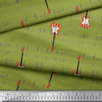 Tkanina od tkanine s otiskom za glazbene note i gitarske glazbene instrumente širine dvorišta