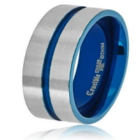 Plavi obloženi brušeni prsten od nehrđajućeg čelika