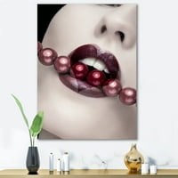 DesignArt 'biseri kroz usta s modernim platnenom oblikovanjem usana usana