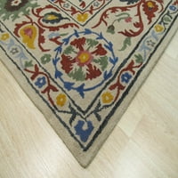 Suzanijev ručno rađeni vuneni tepih s prijelaznim cvjetnim uzorkom Od Bjelokosti