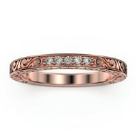 Zaručnički prsten s moissanitom i nježnim starinskim dijamantom od 10 karata, ružičasto zlato od 18 karata preko srebra