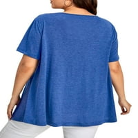 Chama plus size vrhovi s kratkim rukavima za žene za žene protočne labave majice bluza s nepravilnim rubom