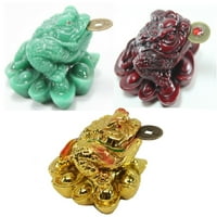 Set od 3: crveno zeleno zlato novčić novčić toad žaba chan chu ~ feng shui kineski šarm poklona prosperiteta