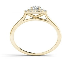 Carat T.W. Dijamantni 10KT žuto zlato dvostruki halo zaručnički prsten