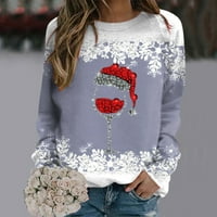 Ženske majice, ženska ležerna majica s printom Sretan Božić s okruglim vratom, ugrađeni puloveri, majice, ležerna široka jesensko-zimska