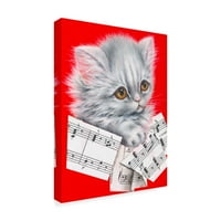 Zaštitni znak likovna umjetnost 'Music Cat Grey' Canvas Art by Peggy Harris