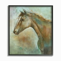 Stupell Industries konjski portret zeleno smeđe slike životinja uokvirena zidna umjetnost prema trećem i zidu, 16 20