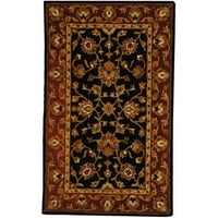 Tradicionalni vuneni tepih, u Crnoj i crvenoj boji, 4'6 6'6 ovalni