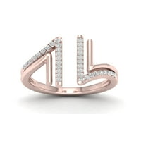 Prsten paralelne linije od ružičastog zlata od 10 karata s dijamantom od 14 karata