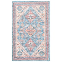 Orijentalni tepih s obrubom šafrana, Plava hrđa, 3' 5'