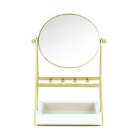 Košnice i meda lina okrugli stolni zrcalo s skladištenjem nakita - zlatni i bijeli završetak