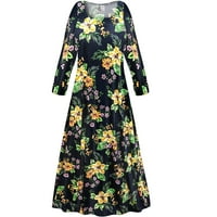 Mini Ženska haljina Plus veličine s četvrtastim prugastim dekolteom s dugim rukavima Crna pripijena cvjetna Maksi haljina A kroja
