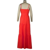 Ljetna haljina za žene modna ženska boho ljetna haljina Bez rukava s izrezom i naramenicama u obliku slova u, zavojna večernja haljina