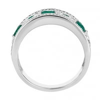 10K bijelo zlato Smaragd i karat T.W. Dijamant x prsten