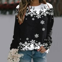 Džemperi A-liste, ženski modni puloveri, svakodnevni vrhovi za žene, majica s okruglim vratom s printom Sretan Božić, ugrađeni puloveri