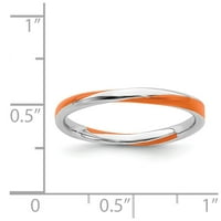 Prsten od srebra od srebra u narančastoj emajliranoj narančastoj boji Veličina: 10; za odrasle i tinejdžere; za žene i muškarce