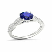 Imperijalni dragulj Sterling Silver okrugli rez stvorio je Cejlon Sapphire i stvorio bijeli safir Split Shidal Women's Bridal Ring