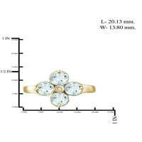 Jewelersclub akvamarinski prsten nakit za rođeni kamen - 1. karat aquamarine 14K Zlatni nakit od srebrnog prstena s bijelim dijamantnim