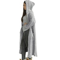 Kardigani za žene za jesen / zimu jednobojni kardigani s labavim džepovima pletena ležerna gornja odjeća u sivoj boji vrhovi veličine