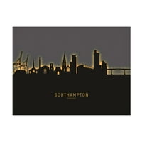 Michael Tompsett 'Southampton England Skyline Glow II' Canvas Art