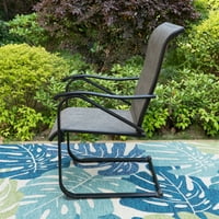 5-dijelni set za blagovanje na otvorenom s 4 vrtne stolice s oprugom i 1 kvadratnim metalnim stolovima za blagovanje u sivoj boji