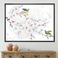 Cvjetanje trešnje i ptice 32 16 uokvireno slikanje platna umjetnički tisak