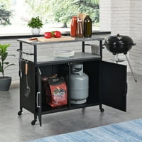 Prvime & Co. Black Davidson Outdoor Grilling Kitchen Cart, Industrial, Metal, 35. 31. U