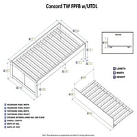Concord Twin Woolid Wood Platform krevet s pločom i dvostrukim Trundle u bijeloj boji