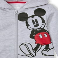 Mickey Mouse Toddler Boy Zip-up Hoodie, grafička majica s kratkim rukavima i izvlačenje set odjeće za odjeću
