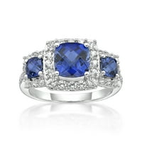 Izvrsni nakit od srebra u srebrnom srebrnom prstenu stvorio je prsten od plavog i bijelog safira