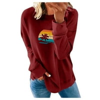 Ženska majica s kapuljačom, preveliki pulover, modne grafičke majice za plažu sa suncem, jesensko-proljetne majice s dugim rukavima