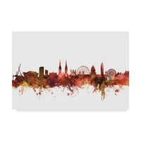 Zaštitni znak likovna umjetnost 'Belfast North Ireland Skyline Red' Canvas Art od Michaela Tompsetta