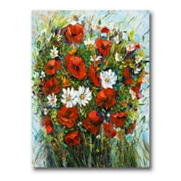 DesignArt 'Buket bijelih i crvenih cvjetova tradicionalnih platna zidnih umjetničkih printova