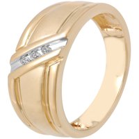 Muški 10k zlatni vjenčani bend prsten s dijamantnim naglaskom kosa