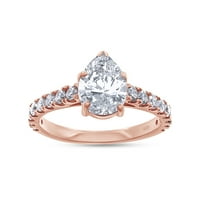 Zaručnički prsten od moissanita i dijamanta okruglog reza od 8 karata u ružičastom zlatu od 14 karata preko zaručničkih prstenova
