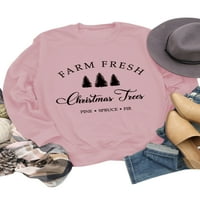 ; / Ženska majica s printom božićnog drvca, široki pulover, Ležerne božićne majice s okruglim vratom, vrećasti vrhovi, ružičasti;