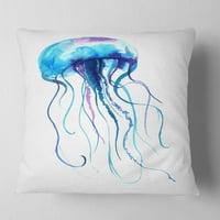 Dizajn veliki svijetloplava meduza - jastuk za bacanje životinja - 16x16