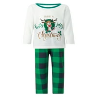 Odgovarajuće pidžame za cijelu obitelj, Božićni vrhovi s printom losova i casual karirane hlače, božićna odjeća za spavanje