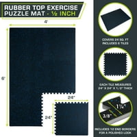 1 2-inčni gumeni gornji dio puzzle mat za vježbanje, Plava, kvadratna noga - pločica
