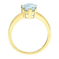Zaručnički prsten od 1,0 karatnog plavog imitiranog dijamanta u obliku kruške od 18 karatnog žutog zlata, veličine 10,25