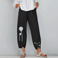ženske Ležerne hlače s cvjetnim printom s elastičnim strukom, široke hlače, hlače za plažu, velike i visoke hlače za plažu