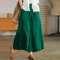 Hlače Ženske Ležerne ljetne rastezljive lanene hlače visokog struka s džepovima skraćene hlače